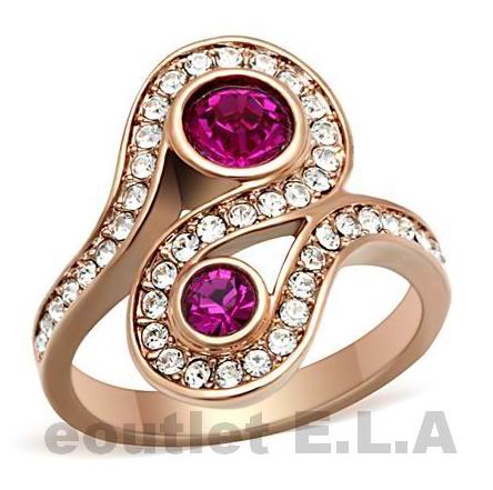 SWIRL FUCHSIA SWAROVSKI CRYSTAL DRESS RING-4 sizes
